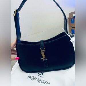 Yves Saint Laurent Black and Gold Shoulder Bag